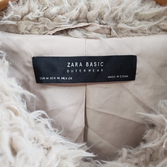Zara Basic * Faux Fur Teddy Coat * Wrap Front Sz M - Picture 8 of 9